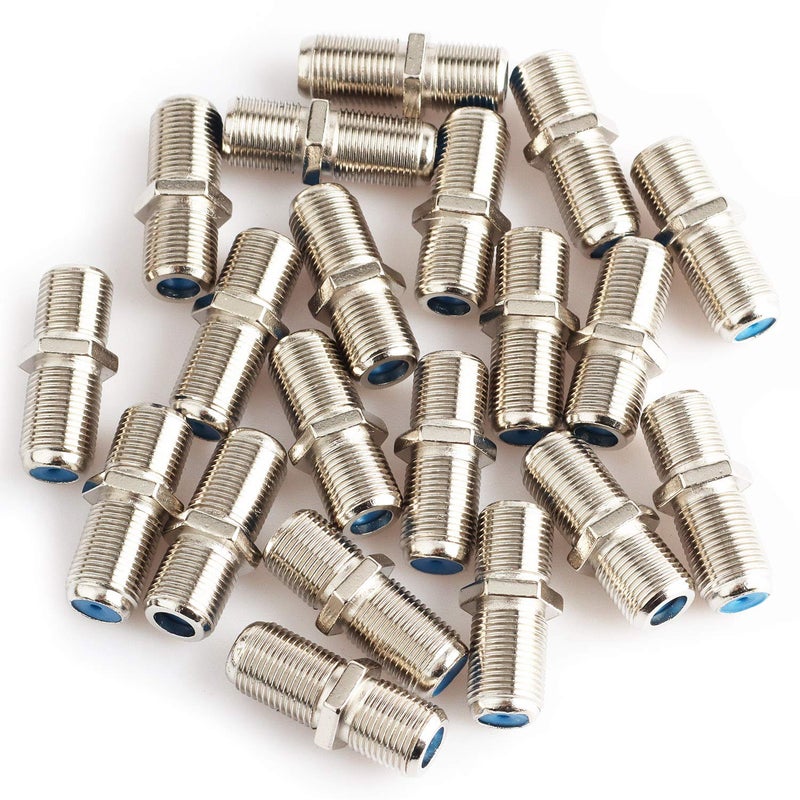 Pasow F81 Barrel Connectors High Frequency 3GHz Female to Female F-Type Adapter Couplers (20 pcs, Silver) - Image 1